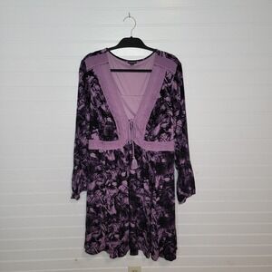 Torrid Plus Size 4X Knee Length Dress Witchy Goth Festival Artsy Babydoll Boho